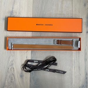 Apple Hermès Fauve Barénia Leather Double Tour Watch Strap / Bracelet, 38 mm
